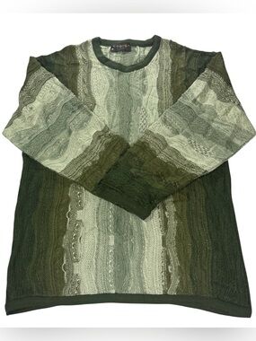Vintage COOGI Australia Men's Green Textured Crewneck Sweater Size XL